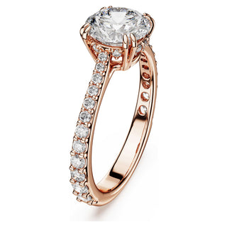 Stilla cocktail ring, Round cut, Pavé, White, Rose gold-tone plated