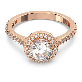 Una Angelic cocktail ring, Round cut, Pavé, White, Rose gold-tone plated