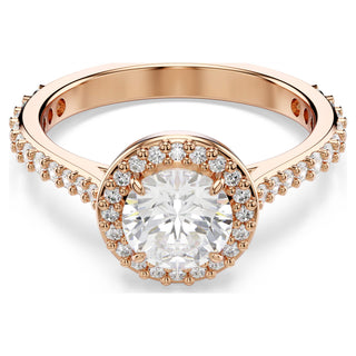 Una Angelic cocktail ring, Round cut, Pavé, White, Rose gold-tone plated