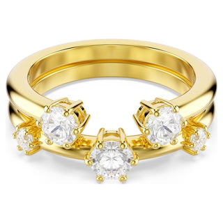 Constella ring, Set (2), Round cut, White, Gold-tone plated