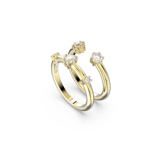 Constella ring, Set (2), Round cut, White, Gold-tone plated