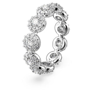 Una Angelic ring, Round cut, White, Rhodium plated