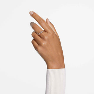 Una Angelic ring, Round cut, White, Rose gold-tone plated