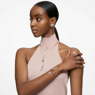 Una Angelic ring, Round cut, White, Rose gold-tone plated