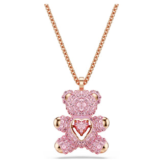 Teddy pendant, Bear, Pink, Rose gold-tone plated