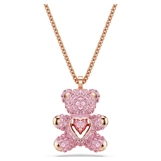 Teddy pendant, Bear, Pink, Rose gold-tone plated