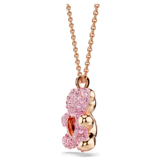 Teddy pendant, Bear, Pink, Rose gold-tone plated