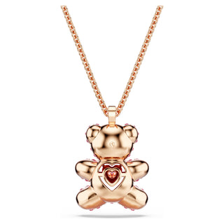 Teddy pendant, Bear, Pink, Rose gold-tone plated