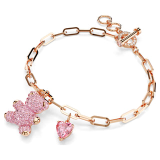 Teddy bracelet, Bear, Pink, Rose gold-tone plated