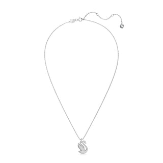 Swan pendant, Swan, Medium, White, Rhodium plated