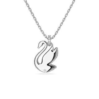 Swan pendant, Swan, Medium, White, Rhodium plated