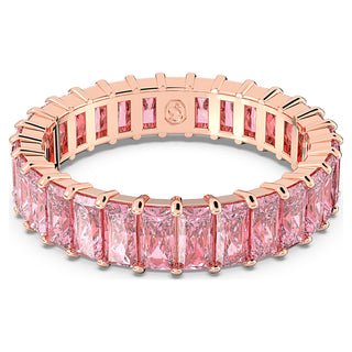 Matrix ring, Baguette cut, Pink, Rose gold-tone plated