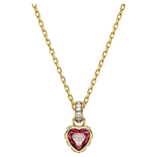 Chroma pendant, Heart, Red, Gold-tone plated