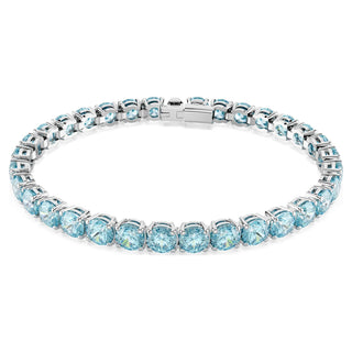 Matrix Tennis bracelet, Round cut, Blue, Rhodium plated