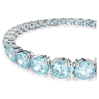 Matrix Tennis bracelet, Round cut, Blue, Rhodium plated