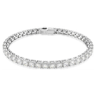 Matrix Tennis bracelet, Round cut, White, Rhodium plated