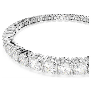 Matrix Tennis bracelet, Round cut, White, Rhodium plated