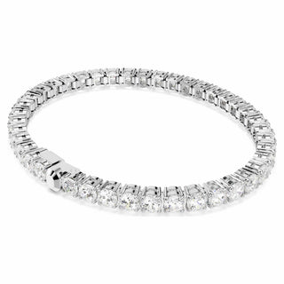 Matrix Tennis bracelet, Round cut, White, Rhodium plated