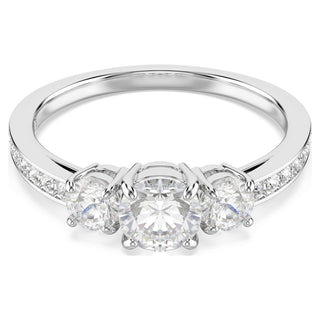 Stilla Attract ring, Round cut, White, Silver-tone finish