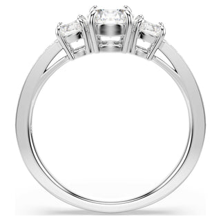 Stilla Attract ring, Round cut, White, Silver-tone finish