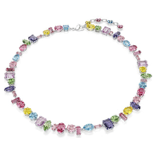 Gema necklace, Mixed cuts, Multicolored, Rhodium plated