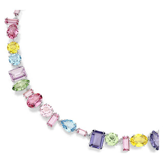 Gema necklace, Mixed cuts, Multicolored, Rhodium plated