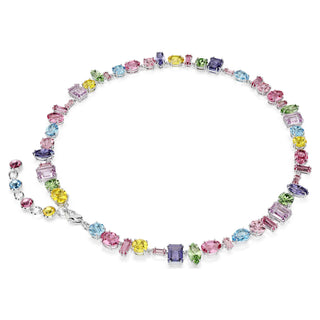 Gema necklace, Mixed cuts, Multicolored, Rhodium plated
