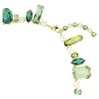 Gema necklace, Mixed cuts, Green, Gold-tone plated