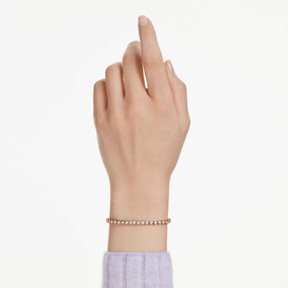 Matrix Tennis bracelet, Round cut, White, Rose gold-tone plated