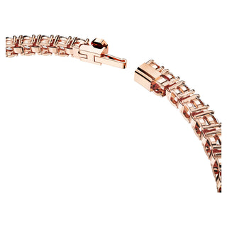 Matrix Tennis bracelet, Round cut, White, Rose gold-tone plated