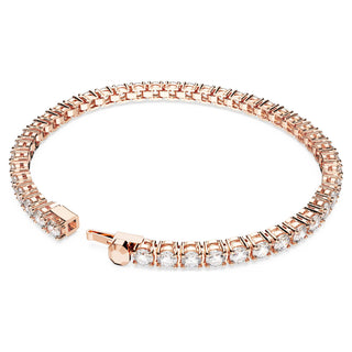 Matrix Tennis bracelet, Round cut, White, Rose gold-tone plated