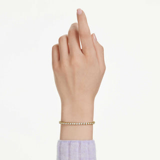 Matrix Tennis bracelet, Round cut, White, Gold-tone plated