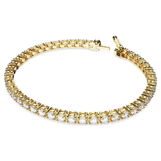 Matrix Tennis bracelet, Round cut, White, Gold-tone plated