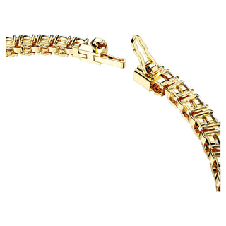 Matrix Tennis bracelet, Round cut, White, Gold-tone plated