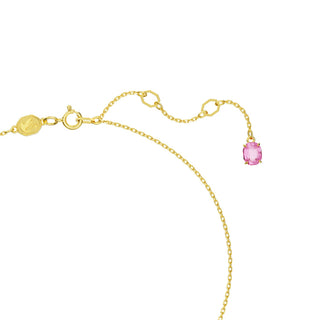 Idyllia pendant, Flower, Small, Pink, Gold-tone plated
