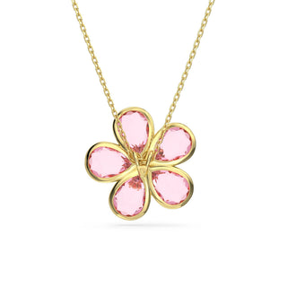 Idyllia pendant, Flower, Small, Pink, Gold-tone plated