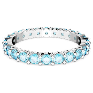 Matrix ring, Round cut, Blue, Rhodium plated