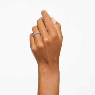 Matrix ring, Round cut, Blue, Rhodium plated