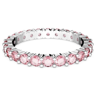 Matrix ring, Round cut, Pink, Rhodium plated