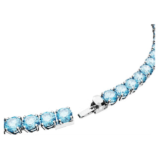 Matrix Tennis necklace, Round cut, Medium, Blue, Rhodium plated