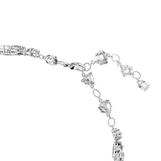 Mesmera choker, Mixed cuts, White, Rhodium plated