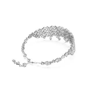 Mesmera choker, Mixed cuts, White, Rhodium plated