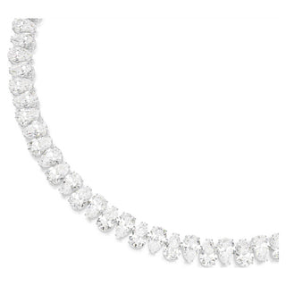 Matrix Tennis necklace, Pear cut, White, Rhodium plated