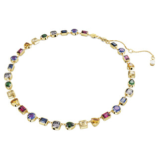 Imber Tennis necklace, Mixed cuts, Multicolored, Gold-tone plated