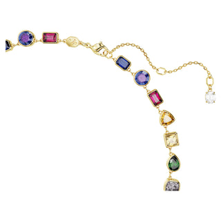 Imber Tennis necklace, Mixed cuts, Multicolored, Gold-tone plated