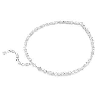 Mesmera necklace, Mixed cuts, White, Rhodium plated