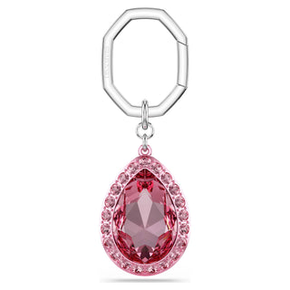 Key ring, Round cut, White, Rhodium plated