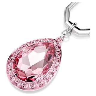 Key ring, Round cut, White, Rhodium plated