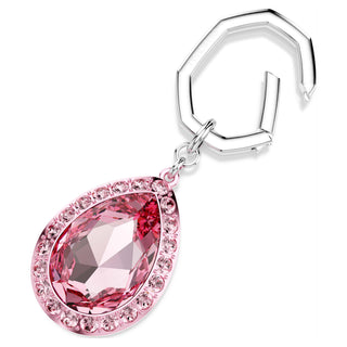 Key ring, Round cut, White, Rhodium plated