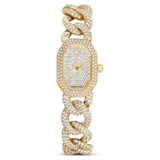 Dextera Chain watch, Swiss Made, Crystal bracelet, Gold tone, Gold-tone finish